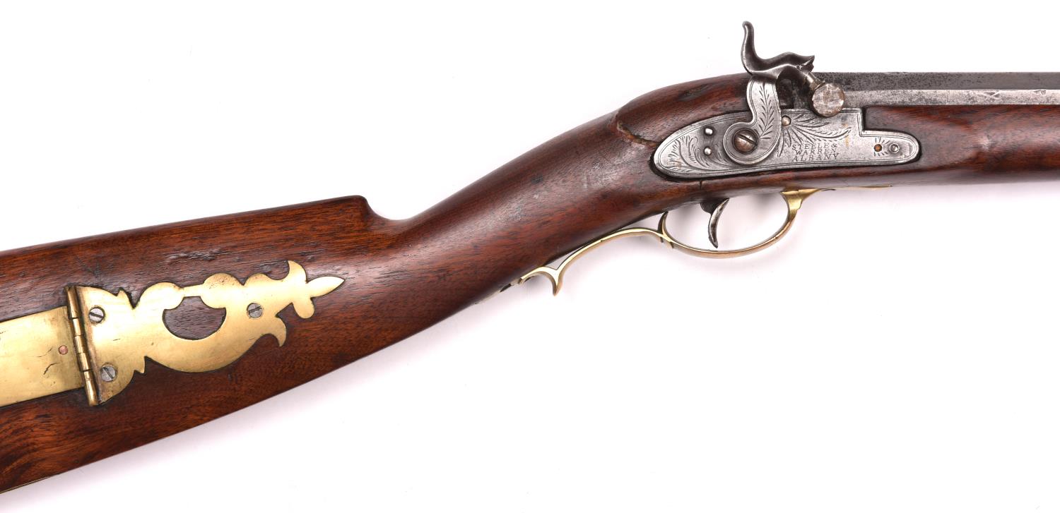 An American .38" percussion Plains Rifle, c 1840, 52½" overall, heavy octagonal barrel 37½", with - Image 2 of 2