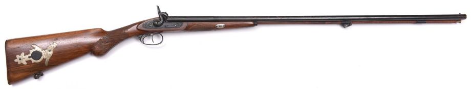 A Belgian DB 36 bore percussion sporting gun made for the South American market, 47½" overall,