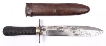 A Victorian Bowie knife by Thornhill, broad single edged blade 8½" with false back edge, the