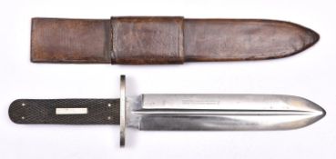 A late Victorian Bowie knife by Joseph Rodgers, spear pointed blade 8¼" with deep central fullers,