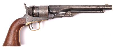 A 6 shot .44" Colt Model 1860 Army percussion revolver, number 168229 (1867) on all parts, with