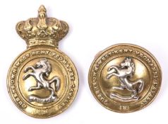A Victorian bit boss of the Queen's Own West Kent Yeomanry Cavalry (studs slightly shortened); and a
