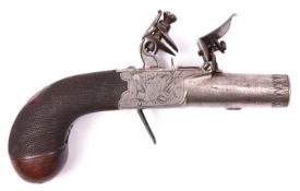 A 40 bore flintlock boxlock pocket pistol with rifled barrel, by H. Nock, London, c 1815, 5¾?