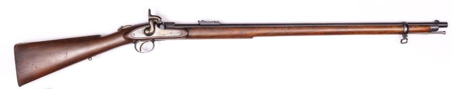 A good .450" Westley Richards "monkey tail" breech loading percussion rifle, 49" overall, barrel 33"