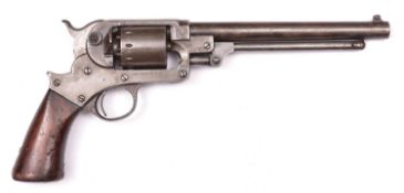 A 6 shot .44" Starr Arms Co SA Army percussion revolver, barrel 8", number 37381 on all parts,