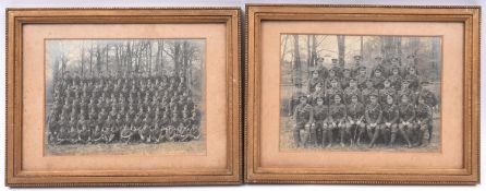 2 large sepia photographs entitled "N.C.O's Lewes Company, Sussex R.G.A., December 1914" showing