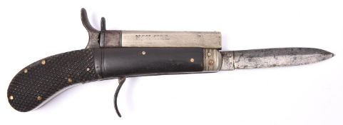 A .28" rim fire Unwin & Rodgers knife pistol, octagonal German silver barrel 3¾" marked "NON XLL"