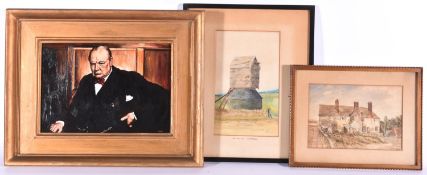 3x paintings. 2x watercolours; 'The Old Mill, Limpsfield' and 'Eastbourne Oct 1852'. Together with