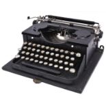 A 1930s Royal portable typewriter. In black finish with a cloth covered wooden case. QGC-GC for age,