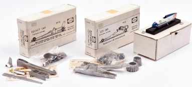 3 white metal kits of Land Speed Record cars. 2x LDM 1:43 scale vehicles; No.C1 - Malcolm Olley's