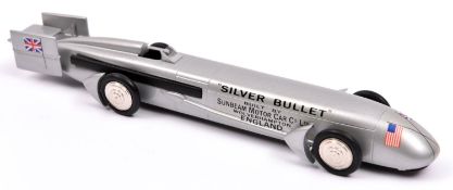 A white metal SMTS Pandora Models 1930 Silver Bullet land speed record car built by Sunbeam Motor