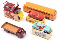 5 Dinky Toys. Volvo 122S (184). In bright red with cream interior, Ford Escort Panda Police Car (