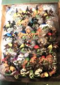 95 Britains Deetail etc plastic knights. 25 mounted- horses with dark blue, mid blue, red, yellow