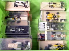 20x white metal 1:43 scale racing cars. Including Formula One, etc. Some built from Kits, Scale