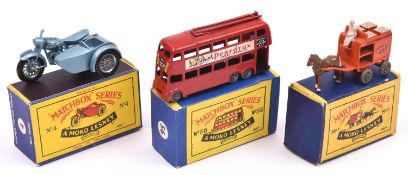 3 Matchbox Series. London Transport Trolley Bus No.56. An example in red with red poles, '