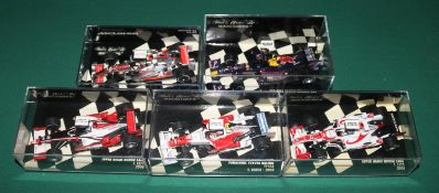 5x Minichamps 1:43 scale Formula One racing cars. Red Bull Renault RB5, S. Vettel GP 2009, RN15.