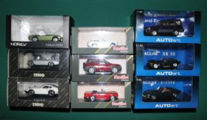 9x 1:43 scale diecast cars by Autoart, Ebbro, Detail Cars and Norev. 3x Autoart; Land Rover