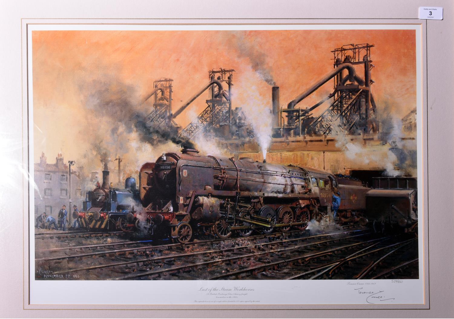 3x Terence Cuneo signed and framed prints. 'Last of the Steam Workhorses', showing a Class 9F in the - Image 4 of 4
