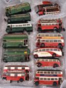 12x kit built white metal model buses and coaches in 1:76 scale. Including 7x London Transport