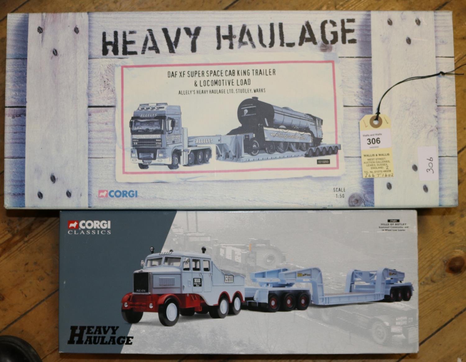 2 Corgi Heavy Haulage series. DAF XF Super Space Cab, King Trailer & Locomotive Load. Allely's Heavy