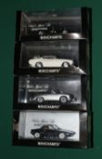 4x Minichamps 1:43 scale cars. Lotus Super Seven 1968. Volvo P1800 Coupe 1969. Porsche 356 C