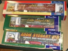 3 Corgi Trucks. 2 'Eddie Stobart'. Volvo F88 box trailer (CC13101) and a DAF XF Super Space Cab