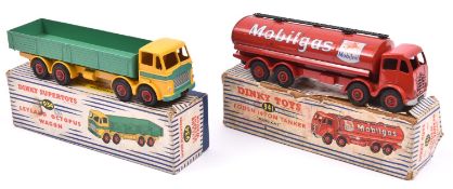 2 Dinky Toys. Leyland Octopus Wagon (934). In yellow/green with green body and red wheels.