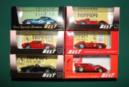 6x Model Best 1:43 scale cars. Ferrari 312P Coupe Prova 1969. Ferrari 860 Monza Prova 1956.