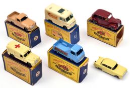 6 Matchbox Series. Morris J2 Pick-Up No.60 in blue with Builders Supply Company to sides. Daimler