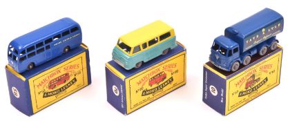 3 Matchbox Series. Foden Sugar Container No.10. In dark blue with crown on rear decal, with grey