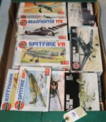 15 Airfix and Matchbox unmade 1:72 scale Kits. Airfix- Ju 87B-2 Stuka, 2x Spitfire VB Spitfire