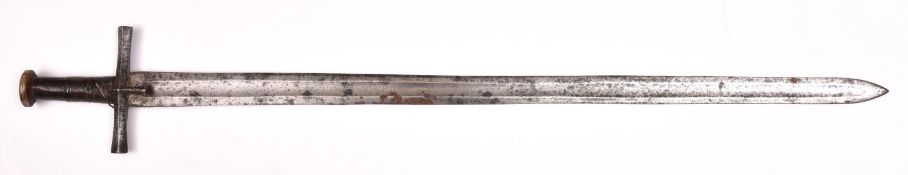 A Sudanese sword kaskara, European DE blade 36" with etched Arabic inscription on each side within