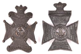 Pre 1881 glengarry badge of the 60th Regiment (KRRC), and a post 1881 KRRC glengarry badge. GC (