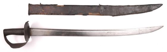An 1804 pattern Naval cutlass, slightly curved blade 26" with narrow fullers and deeply stamped on