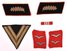 A pair of Third Reich Luftwaffe flak collar patches; a pair of high ranking officers collar patches;