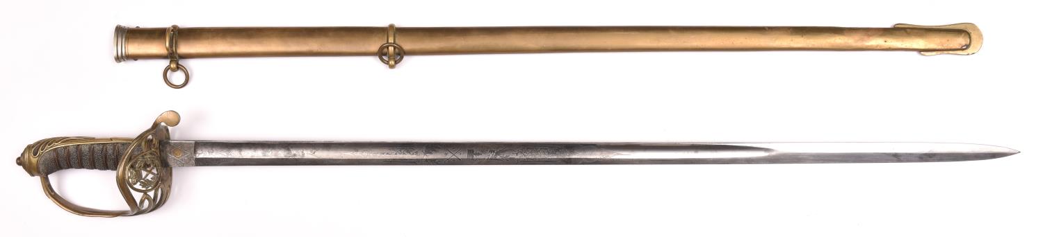 A Victorian 1845 pattern Infantry officers sword for a General Officer, blade 32¾", by Phelps &