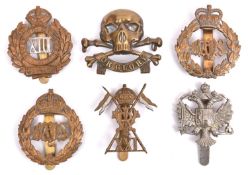 Six cavalry cap badges: post 1937 WM KDG, Bays (KC and QEII), 13th Hussars, brass 17th Lancers,