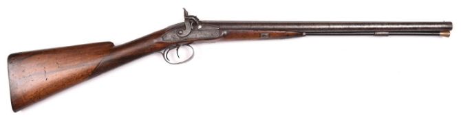 A DB 14 bore percussion coaching carbine, by John Fray of Leicester, c 1830, 37½" overall, barrels