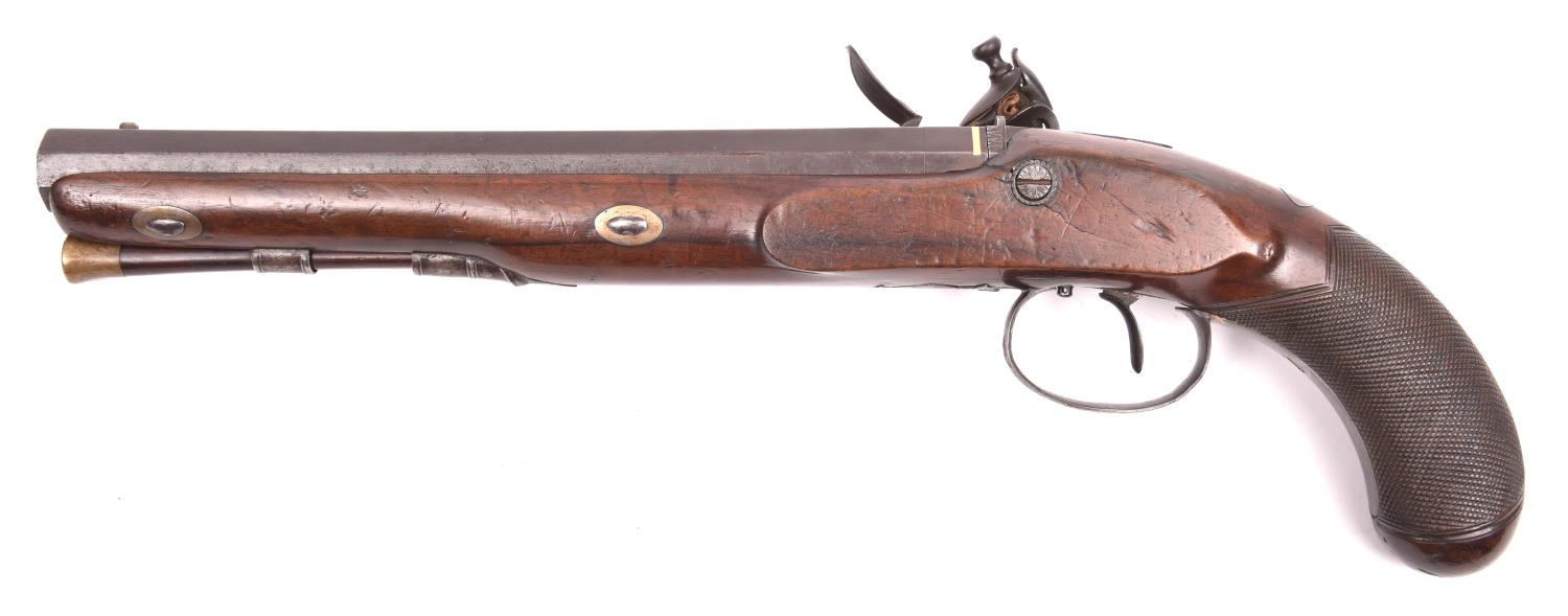 An 18 bore flintlock duelling pistol, by Ketland & Co, c. 1815, 15½" overall, sighted octagonal - Image 2 of 2