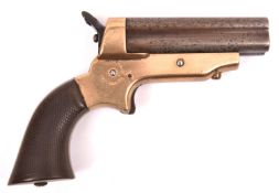 A .30" RF Sharps patent 4 barrelled pistol, number 22463, the bronze frame stamped "C Sharps