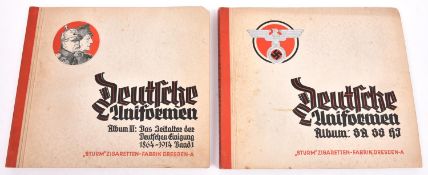 2 Third Reich cigarette card albums, "Deutsche Uniformen Album SA SS HJ", 240 cards; also "