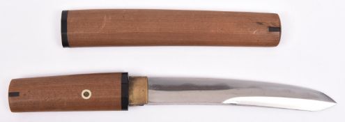 A signed tanto, in shira saya, unusual shaped blade with groove, 15.2cm, GC £600-1000