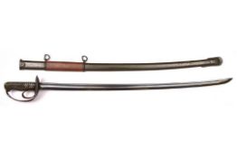 A machine made cavalry officer's sabre in the Japanese style kyu gunto, plated blade 31½" with