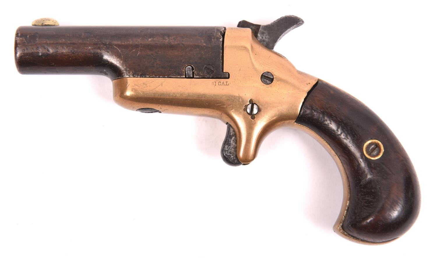 A .41" RF Colt 3rd Model derringer pistol, number 13378, with bronze frame and rosewood grips. GWO & - Image 2 of 2