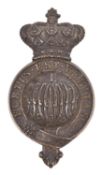 A darkened brass martingale badge of the 1st Oxfordshire Light Horse, with Guelphic crown, GC (all