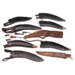 8 Gurkha kukri sheaths; 22 companion skinning knives and one other sheath. GC £30-35