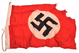 A Third Reich National Flag, 33" x 23", makers label of "Bernard Richter Fahnerfabrik Koln Seit