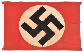 A Third Reich Party banner, applique swastika centre piece, design on 1 side only. 42" x 27". GC £