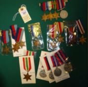 WWII medals: Four: 1939-45 star, Atlantic star, Pacific star with clasp Burma, War medal, (un-