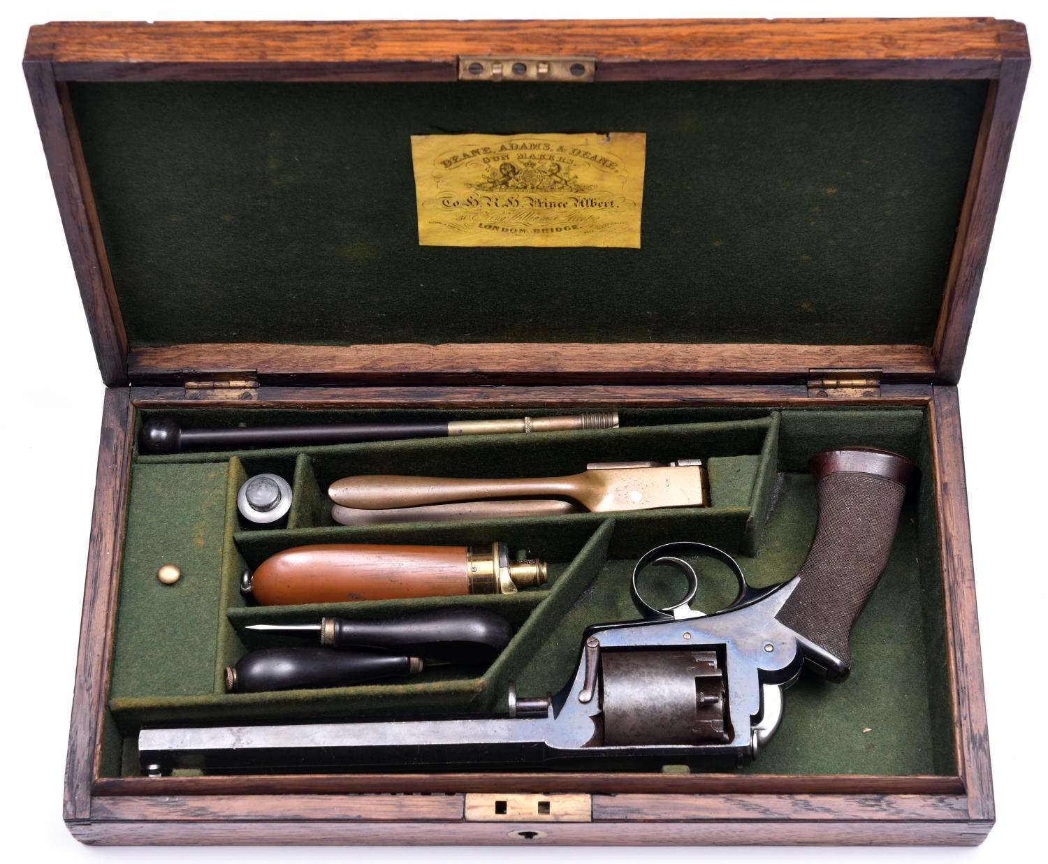 A 5 shot 38 bore Adams Model 1851 "Dragoon" self- cocking percussion revolver, 13? overall, barrel